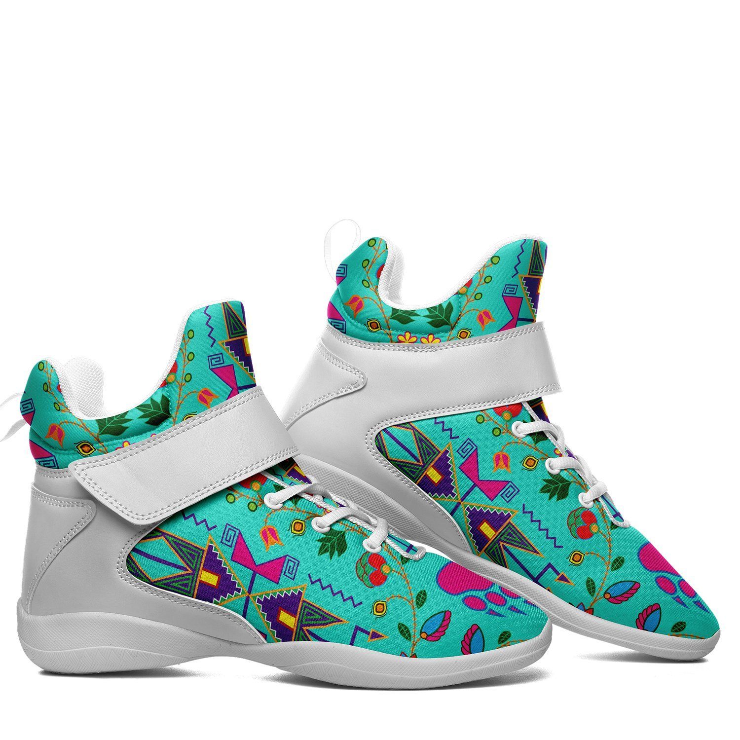 Geometric Floral Fall Sky Ipottaa Basketball / Sport High Top Shoes - White Sole 49 Dzine 