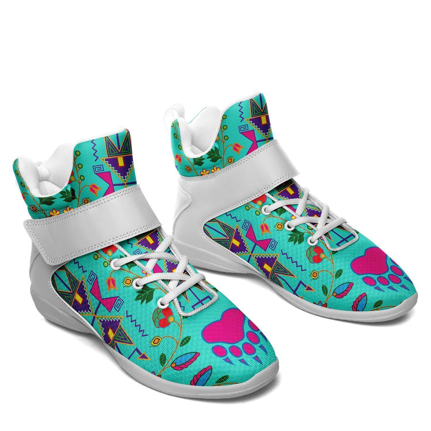 Geometric Floral Fall Sky Ipottaa Basketball / Sport High Top Shoes - White Sole 49 Dzine 