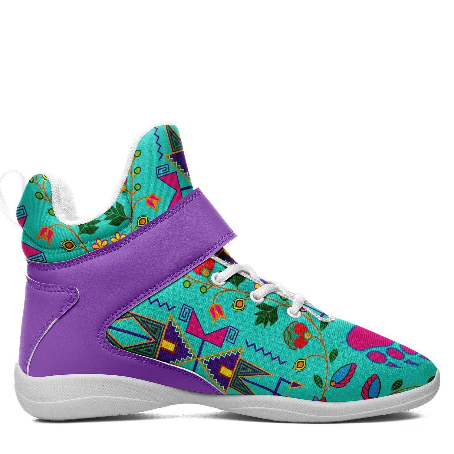 Geometric Floral Fall Sky Ipottaa Basketball / Sport High Top Shoes - White Sole 49 Dzine 