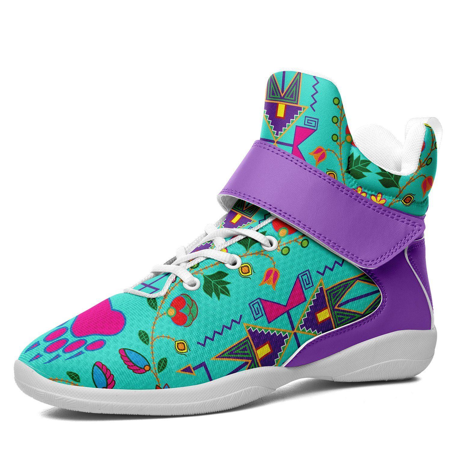 Geometric Floral Fall Sky Ipottaa Basketball / Sport High Top Shoes - White Sole 49 Dzine US Men 7 / EUR 40 White Sole with Lavender Strap 