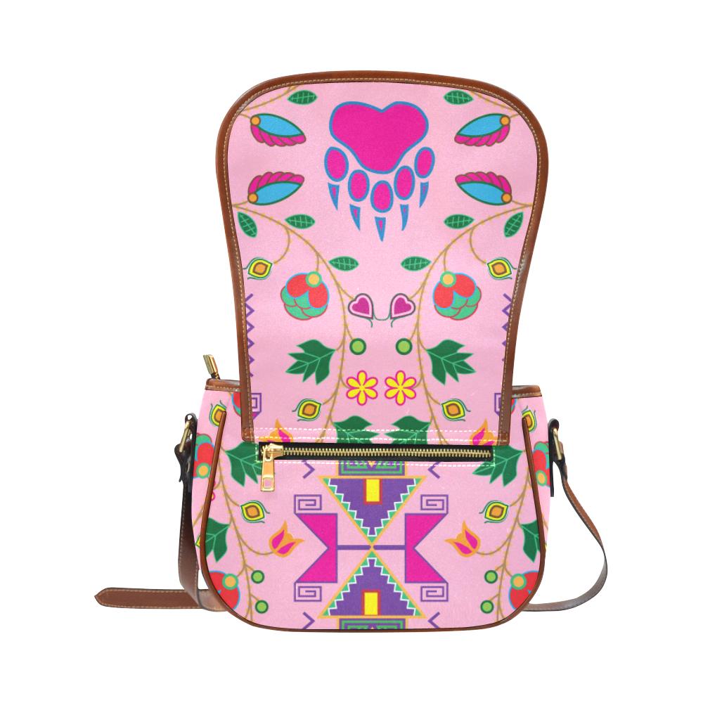 Geometric Floral Fall - Sunset Saddle Bag/Small (Model 1649) Full Customization Saddle Bag/Small (Full Customization) e-joyer 