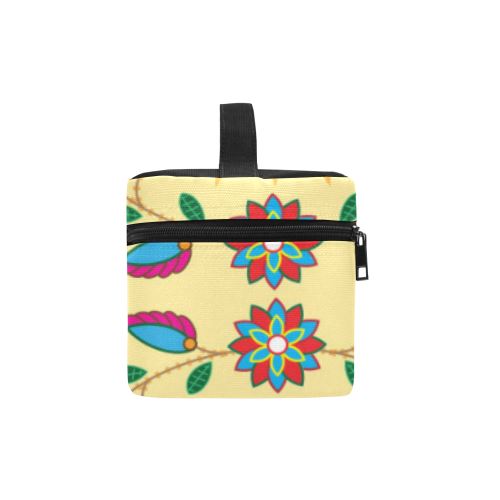 Geometric Floral Fall-Vanilla Cosmetic Bag/Large (Model 1658) Cosmetic Bag e-joyer 