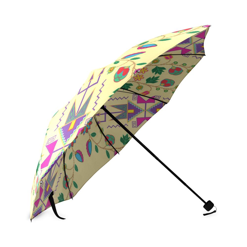 Geometric Floral Fall-Vanilla Foldable Umbrella Foldable Umbrella e-joyer 