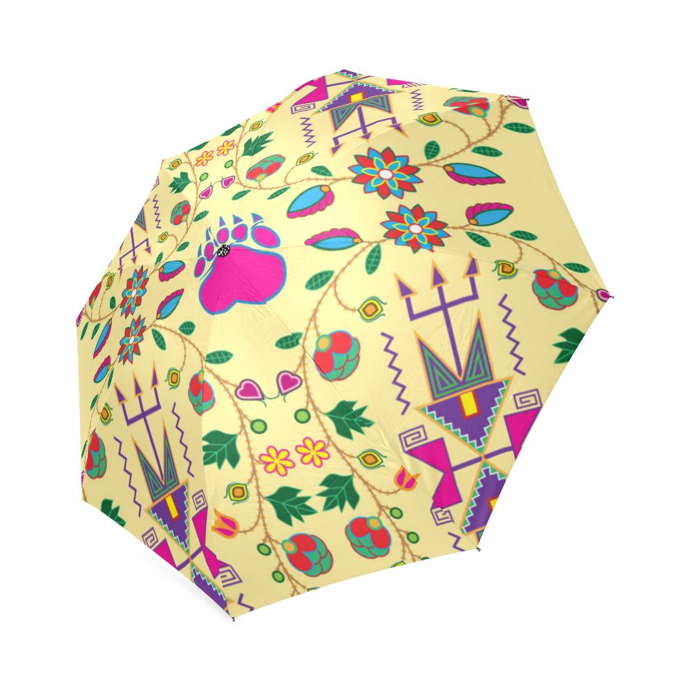 Geometric Floral Fall-Vanilla Foldable Umbrella Foldable Umbrella e-joyer 