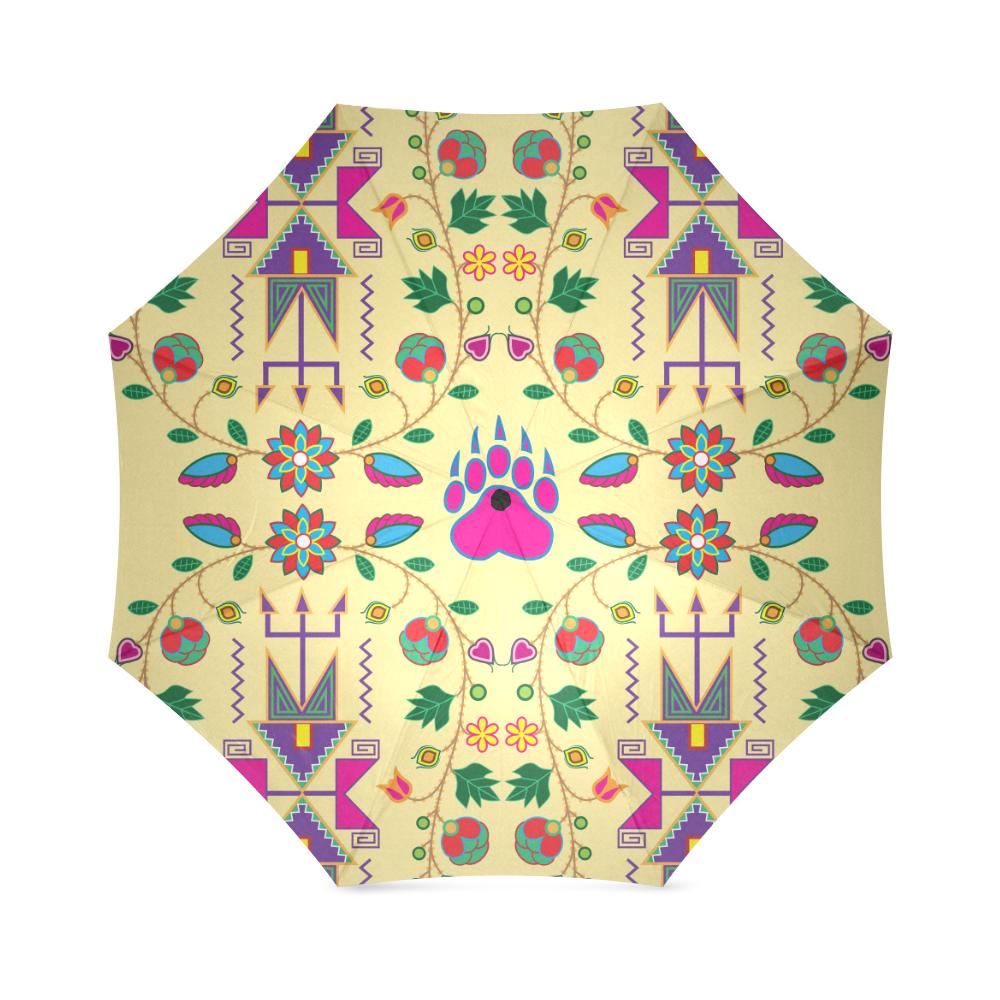 Geometric Floral Fall-Vanilla Foldable Umbrella Foldable Umbrella e-joyer 