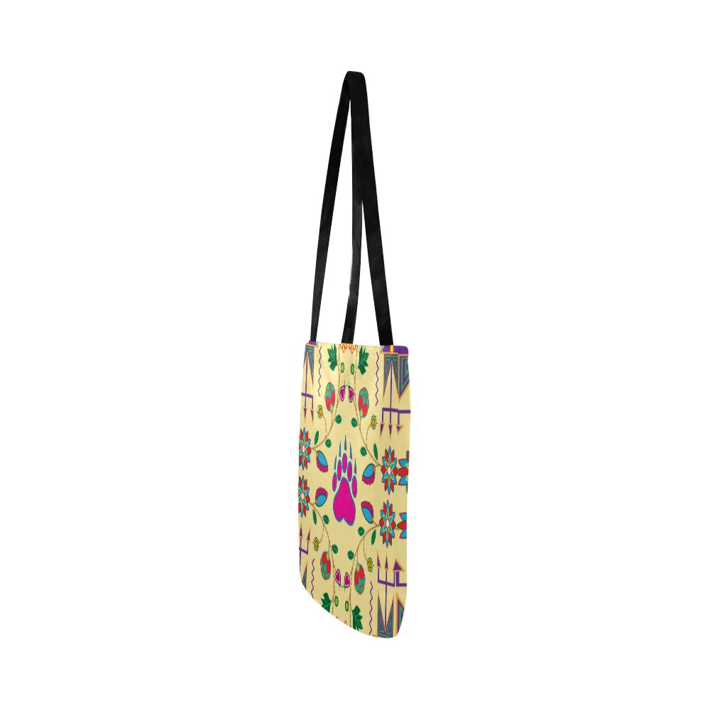 Geometric Floral Fall-Vanilla Reusable Shopping Bag Model 1660 (Two sides) Shopping Tote Bag (1660) e-joyer 