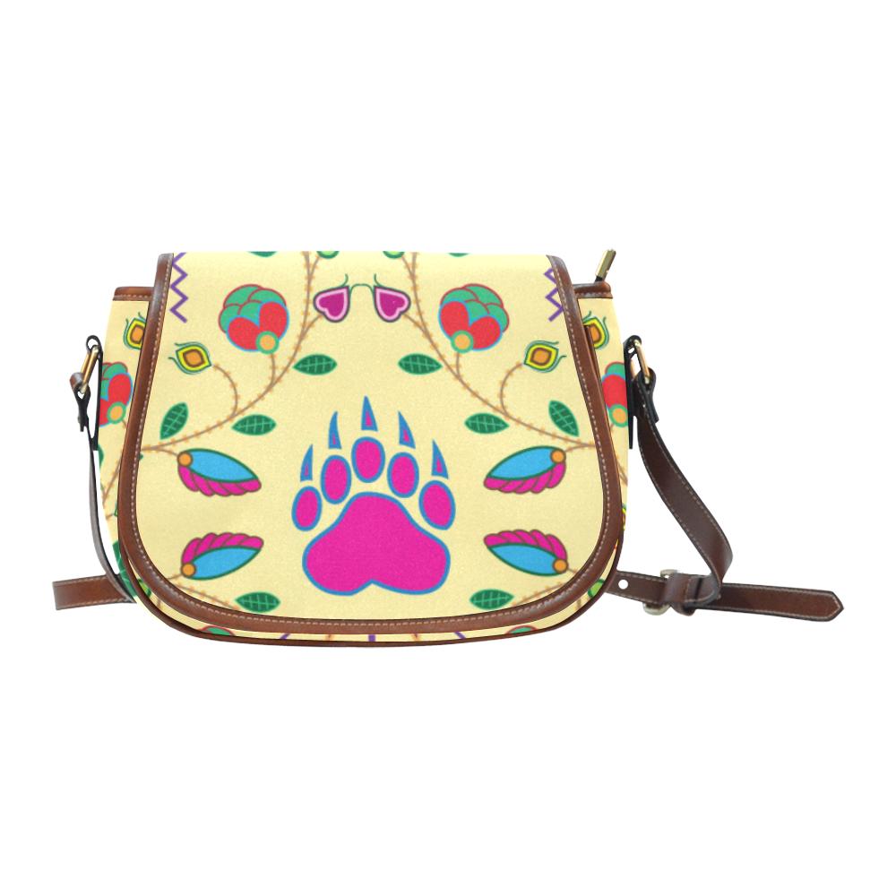 Geometric Floral Fall - Vanilla Saddle Bag/Small (Model 1649) Full Customization Saddle Bag/Small (Full Customization) e-joyer 