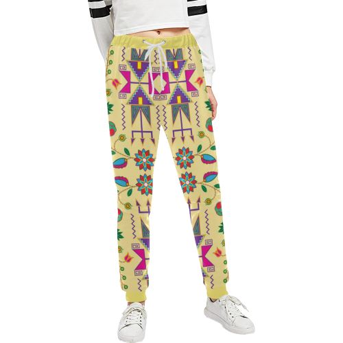 Geometric Floral Fall-Vanilla Women's All Over Print Sweatpants (Model L11) Women's All Over Print Sweatpants (L11) e-joyer 