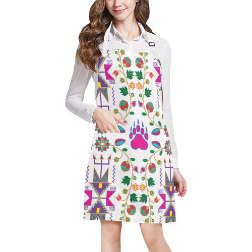 Geometric Floral Fall-White All Over Print Apron All Over Print Apron e-joyer 