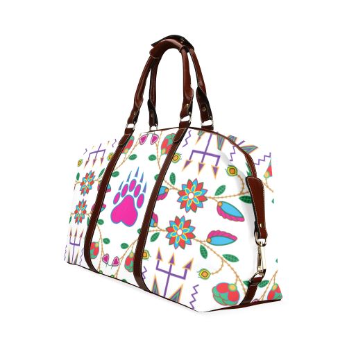 Geometric Floral Fall-White Classic Travel Bag (Model 1643) Remake Classic Travel Bags (1643) e-joyer 