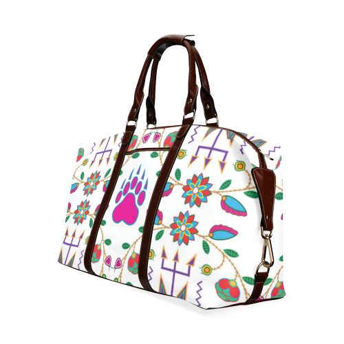 Geometric Floral Fall-White Classic Travel Bag (Model 1643) Remake Classic Travel Bags (1643) e-joyer 