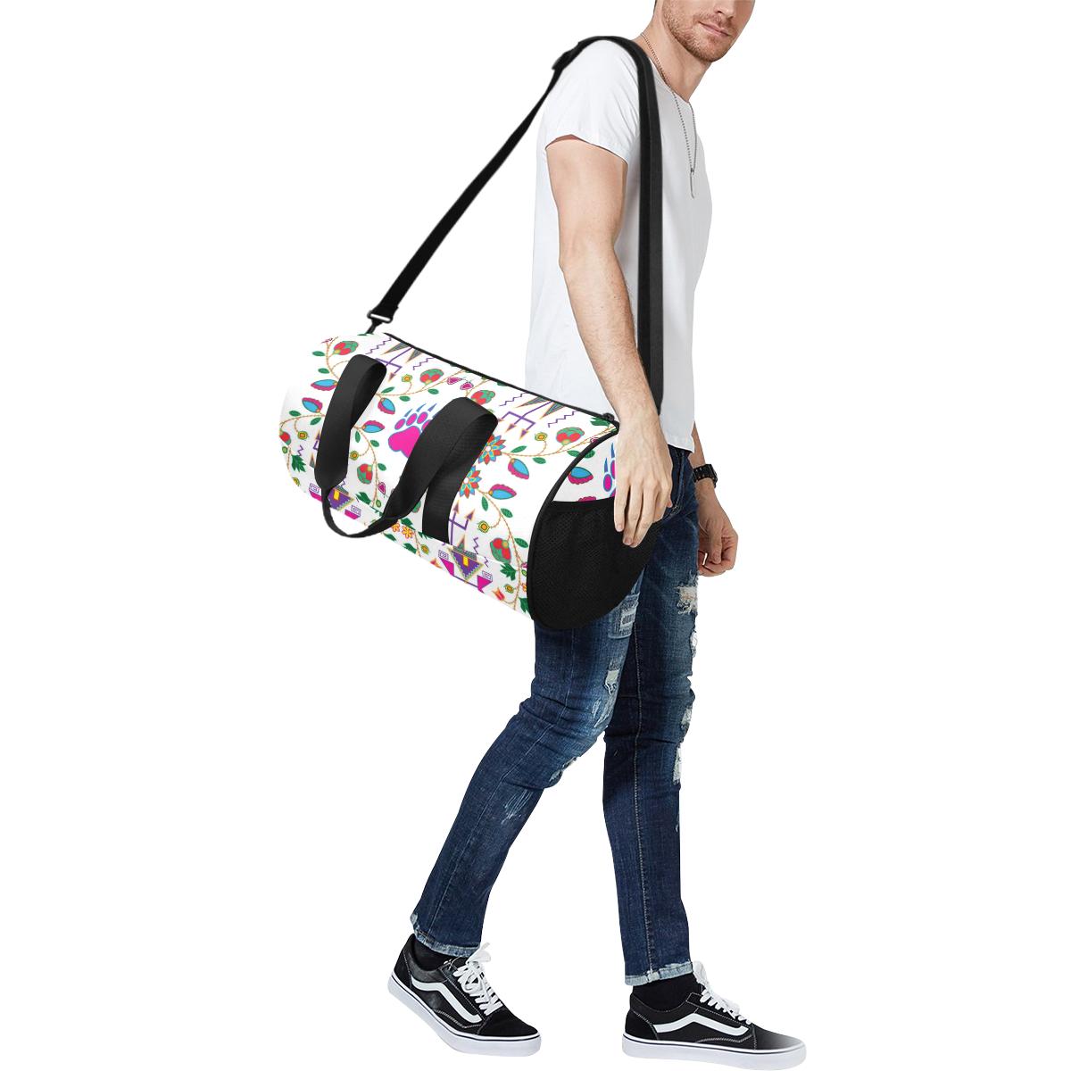 Geometric Floral Fall - White Duffle Bag (Model 1679) Duffle Bag (1679) e-joyer 