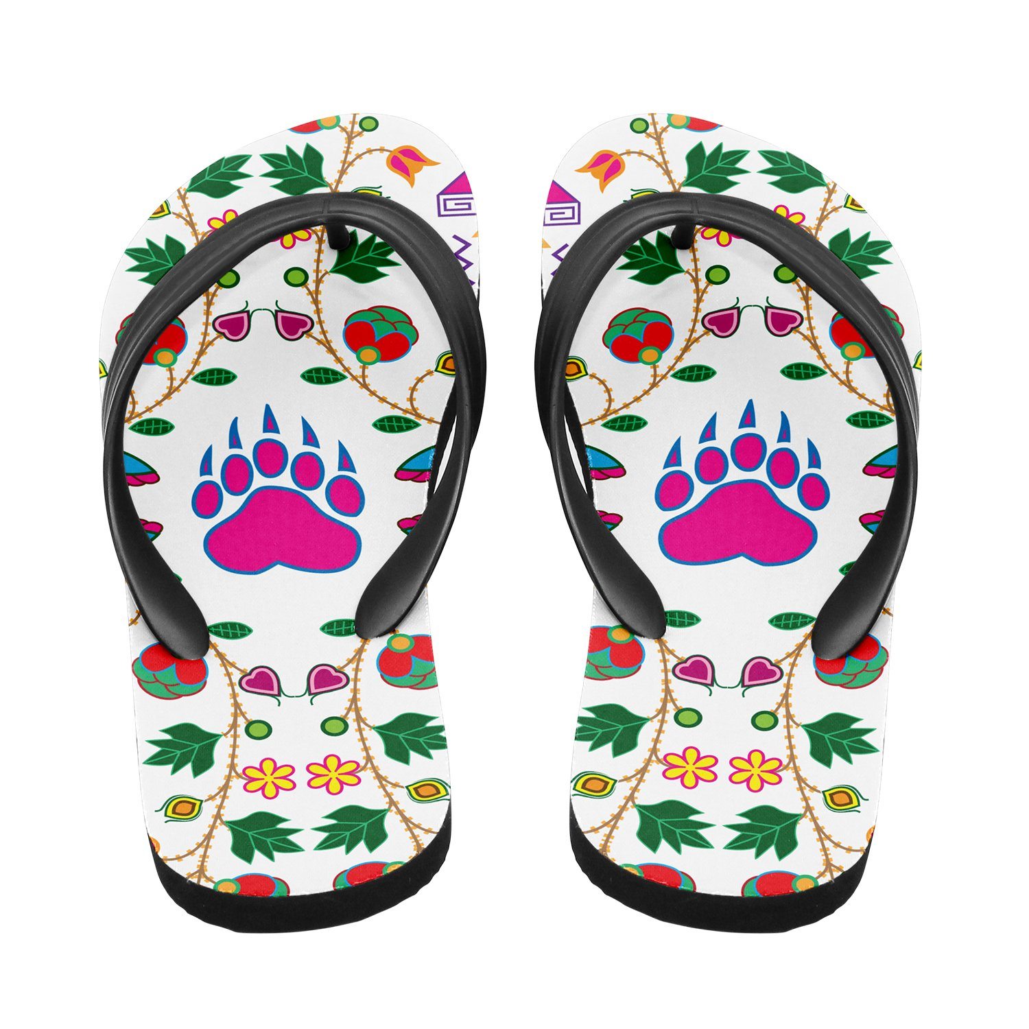 Geometric Floral Fall White Flip Flops 49 Dzine 