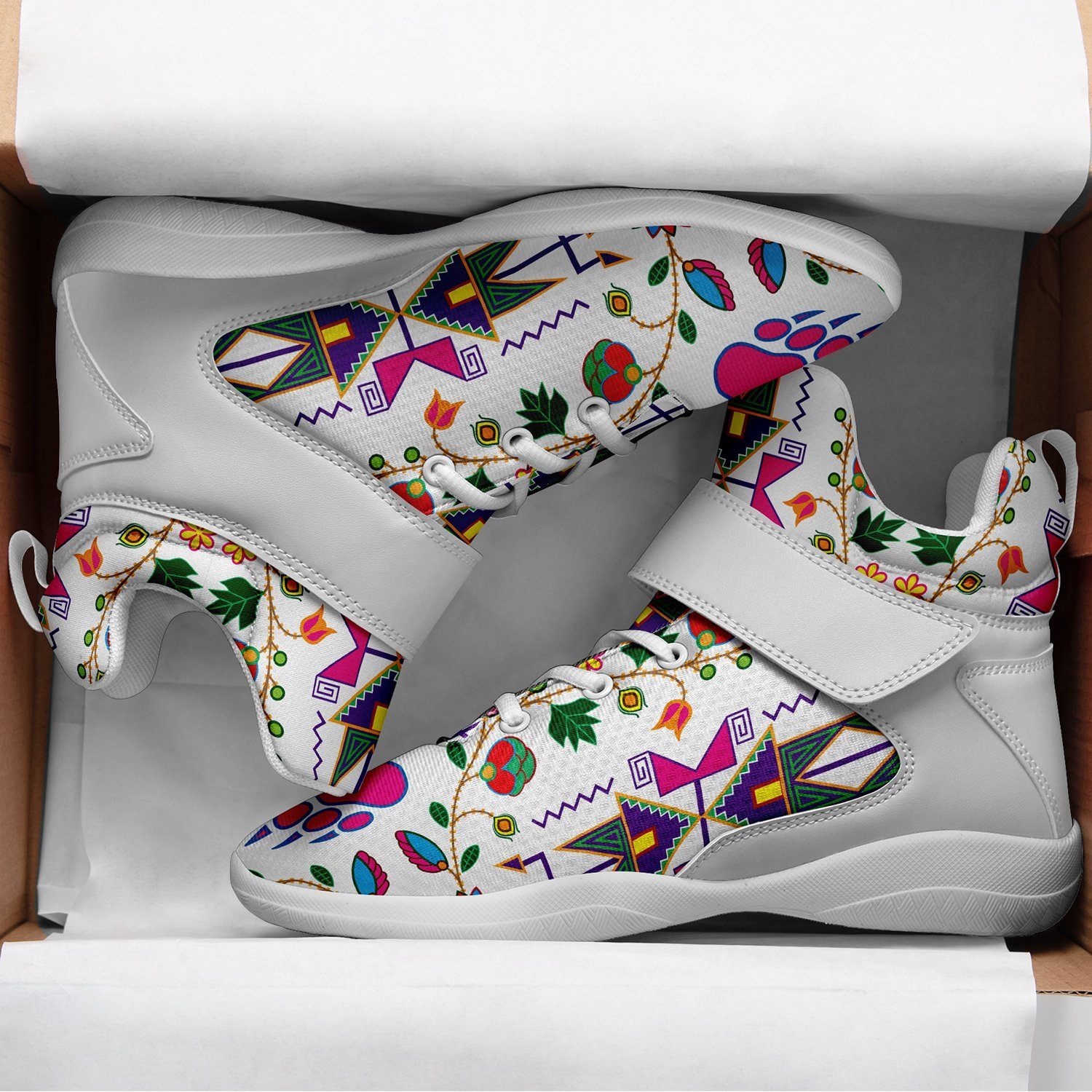 Geometric Floral Fall White Ipottaa Basketball / Sport High Top Shoes - White Sole 49 Dzine 