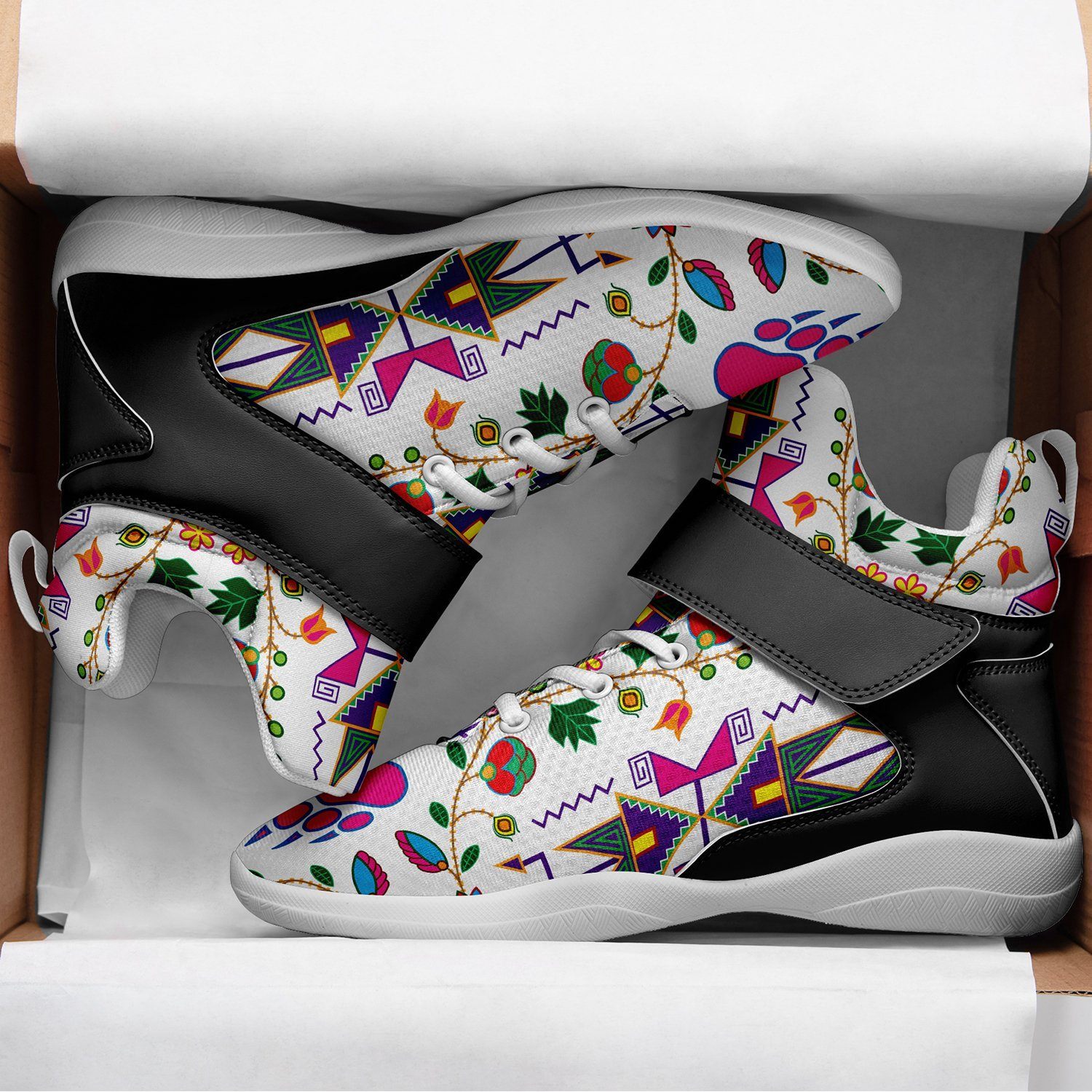 Geometric Floral Fall White Ipottaa Basketball / Sport High Top Shoes - White Sole 49 Dzine 