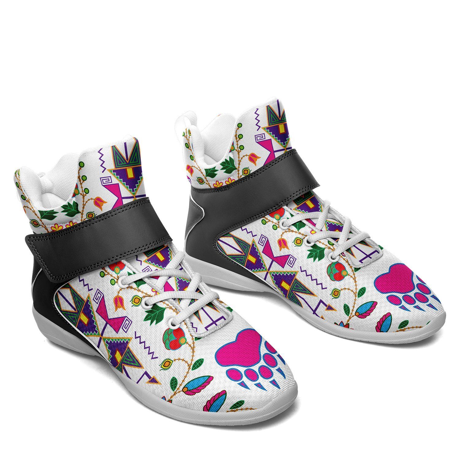 Geometric Floral Fall White Ipottaa Basketball / Sport High Top Shoes - White Sole 49 Dzine 