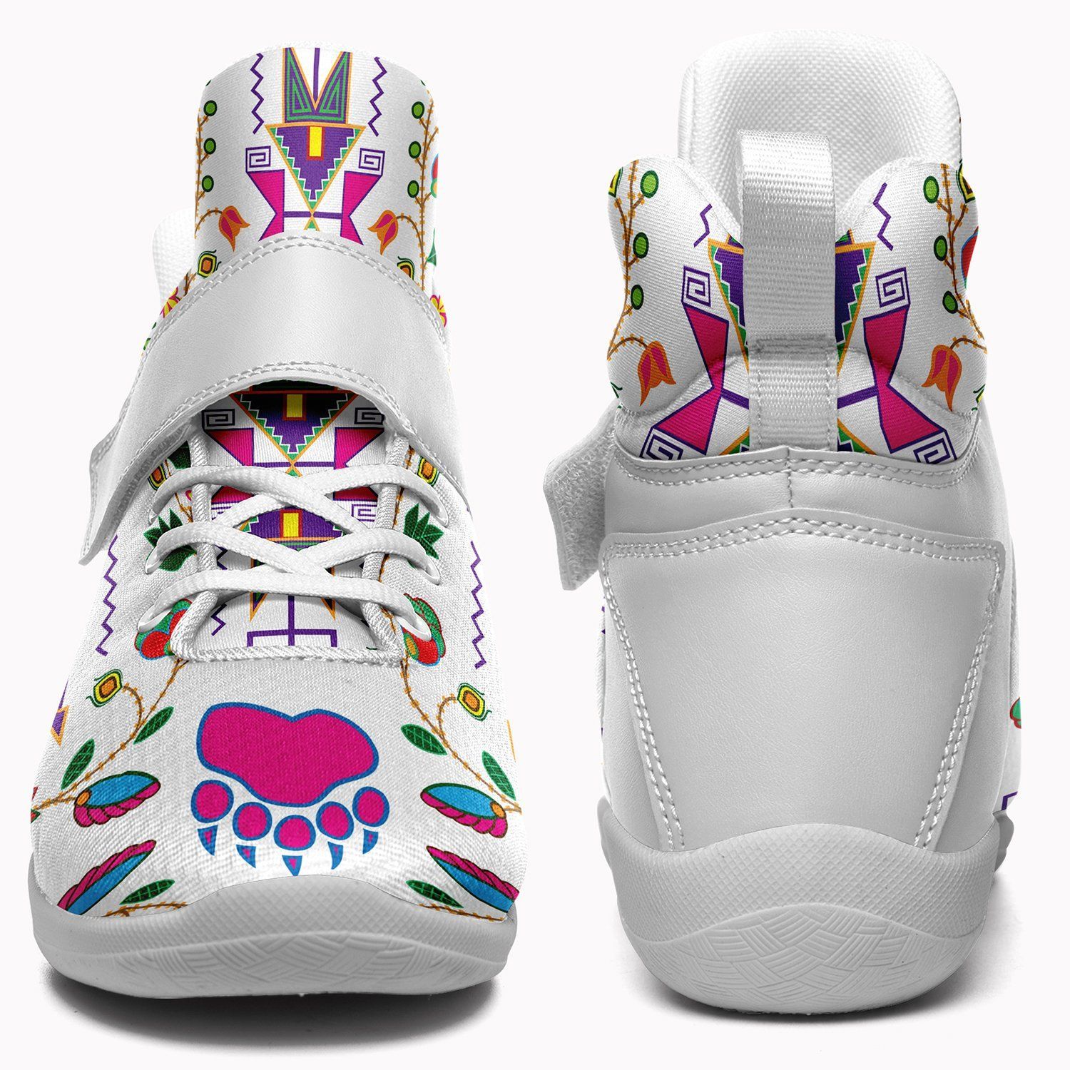 Geometric Floral Fall White Ipottaa Basketball / Sport High Top Shoes - White Sole 49 Dzine 