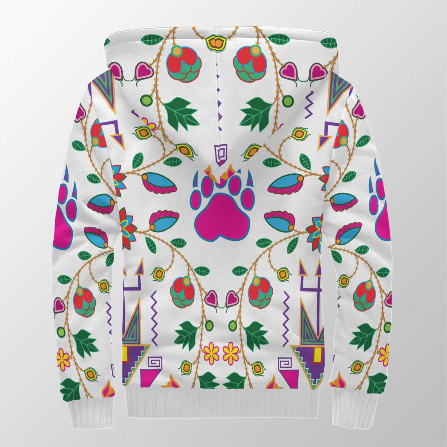 Geometric Floral Fall White Sherpa Hoodie 49 Dzine 