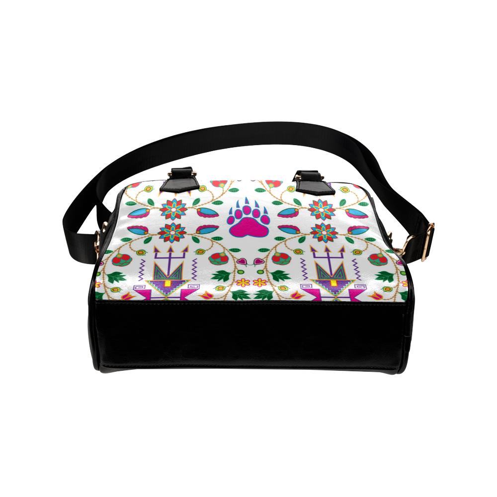 Geometric Floral Fall-White Shoulder Handbag (Model 1634) Shoulder Handbags (1634) e-joyer 