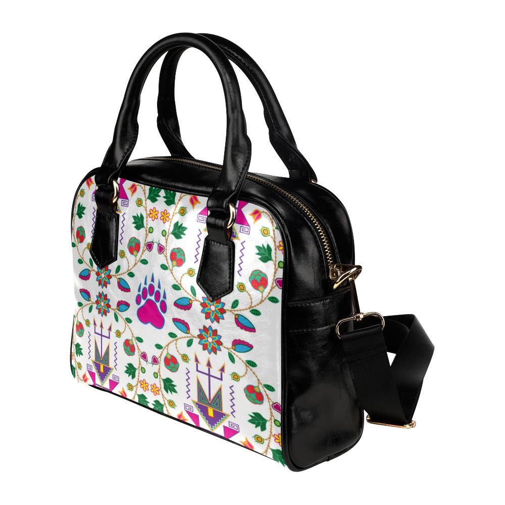 Geometric Floral Fall-White Shoulder Handbag (Model 1634) Shoulder Handbags (1634) e-joyer 