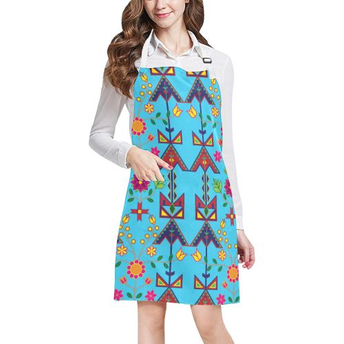 Geometric Floral Spring All Over Print Apron All Over Print Apron e-joyer 