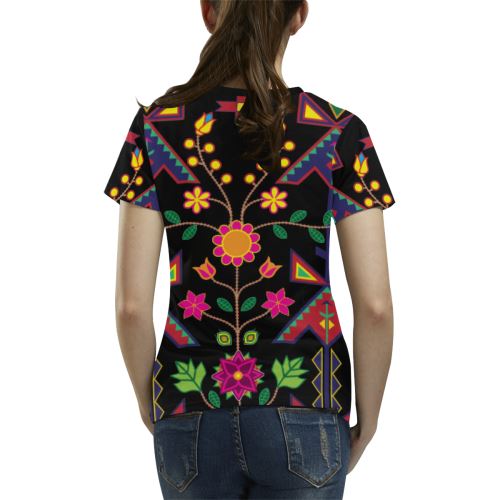 Geometric Floral Spring All Over Print T-shirt for Women/Large Size (USA Size) (Model T40) All Over Print T-Shirt for Women/Large (T40) e-joyer 