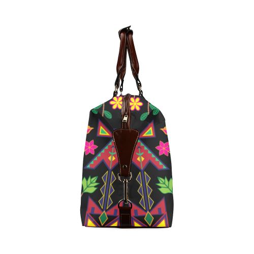 Geometric Floral Spring-Black Classic Travel Bag (Model 1643) Remake Classic Travel Bags (1643) e-joyer 