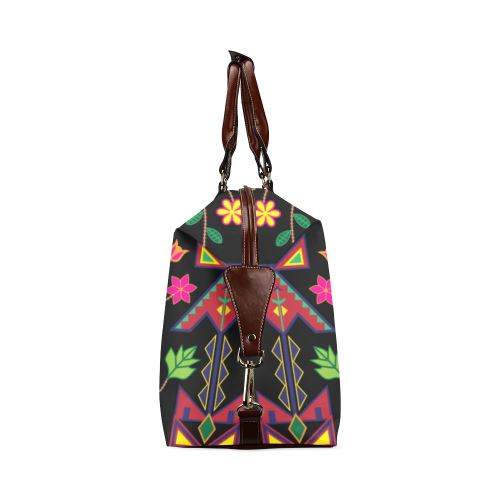 Geometric Floral Spring-Black Classic Travel Bag (Model 1643) Remake Classic Travel Bags (1643) e-joyer 