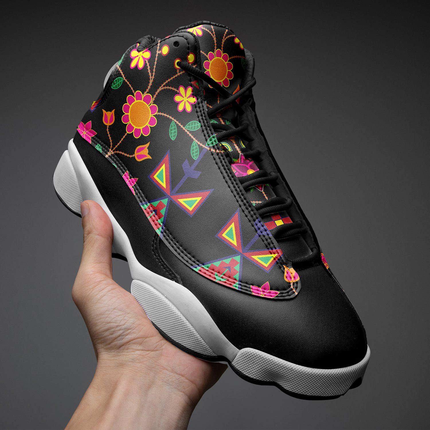 Geometric Floral Spring Black Isstsokini Athletic Shoes Herman 