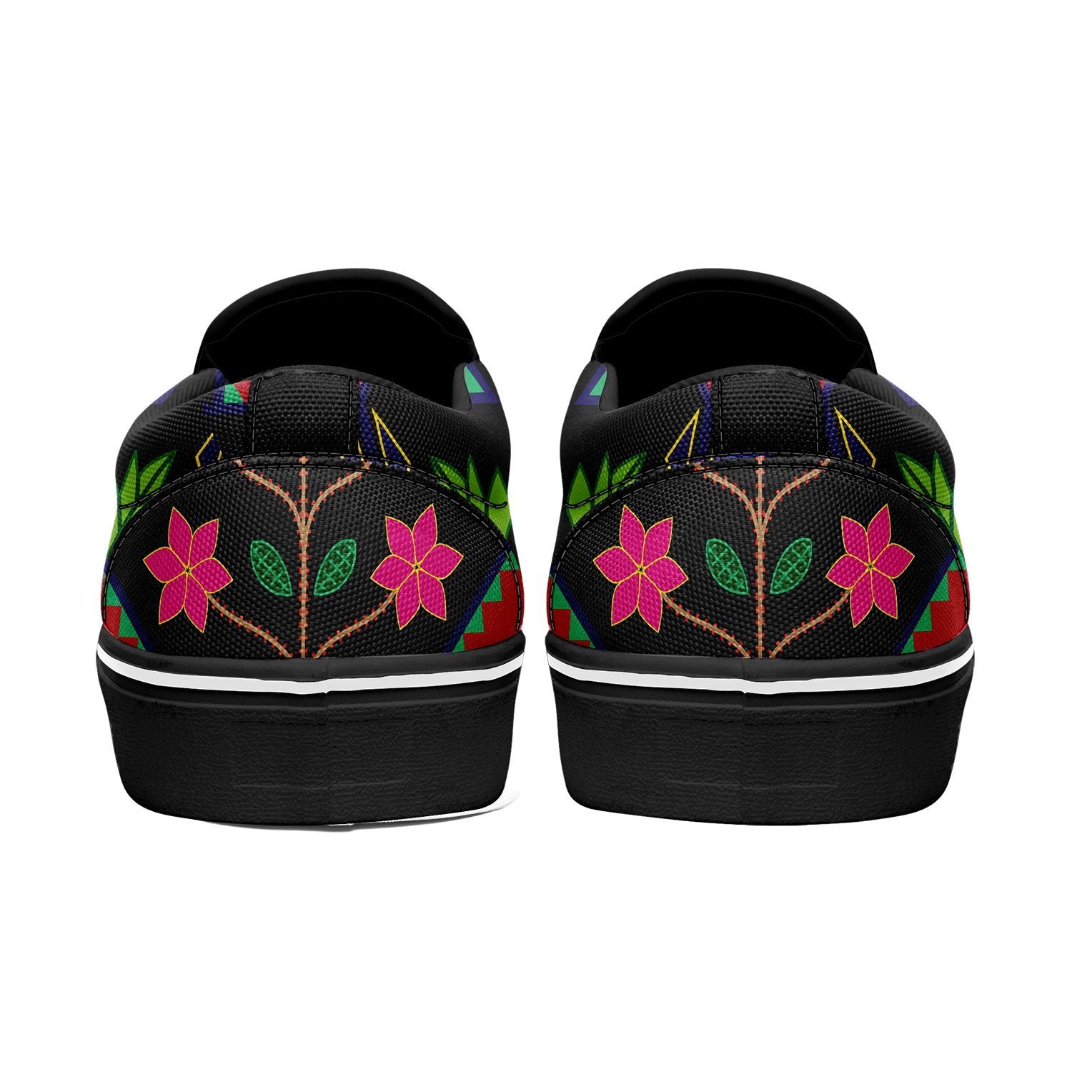 Geometric Floral Spring Black Otoyimm Canvas Slip On Shoes otoyimm Herman 