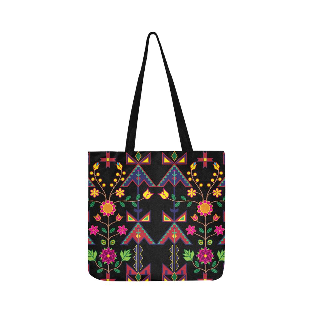 Geometric Floral Spring-Black Reusable Shopping Bag Model 1660 (Two sides) Shopping Tote Bag (1660) e-joyer 