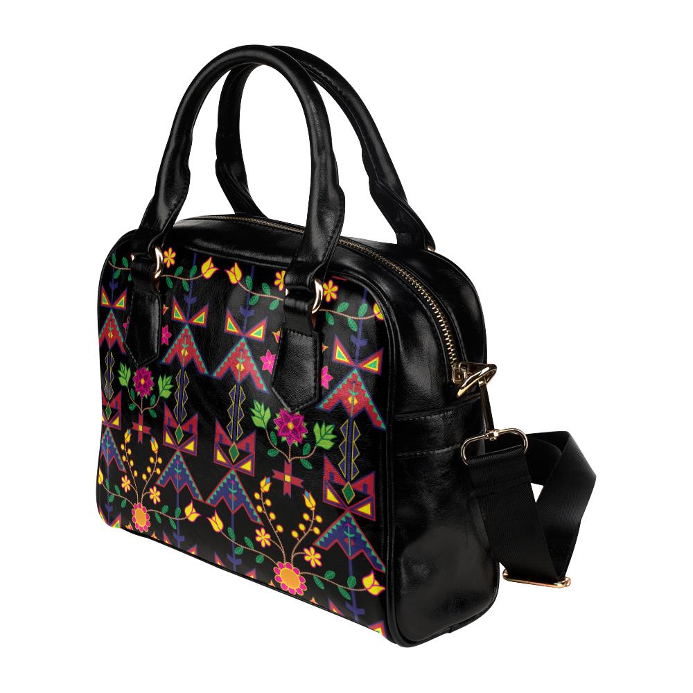 Geometric Floral Spring-Black Shoulder Handbag (Model 1634) Shoulder Handbags (1634) e-joyer 