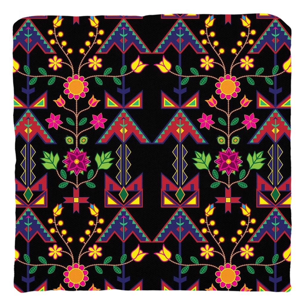 Geometric Floral Spring-Black Throw Pillows 49 Dzine Cover only-no insert Poly Twill 16x16 inch