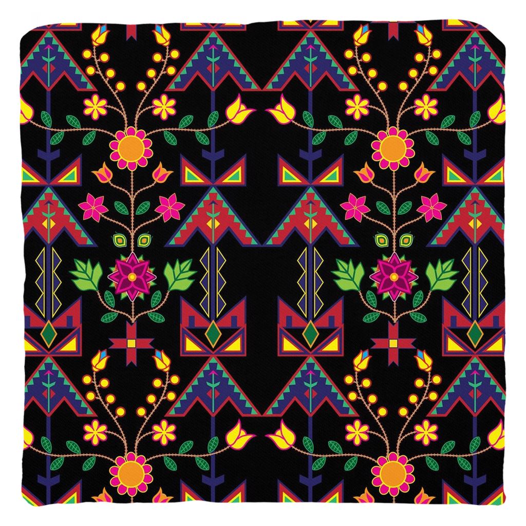Geometric Floral Spring-Black Throw Pillows 49 Dzine Cover only-no insert Poly Twill 18x18 inch