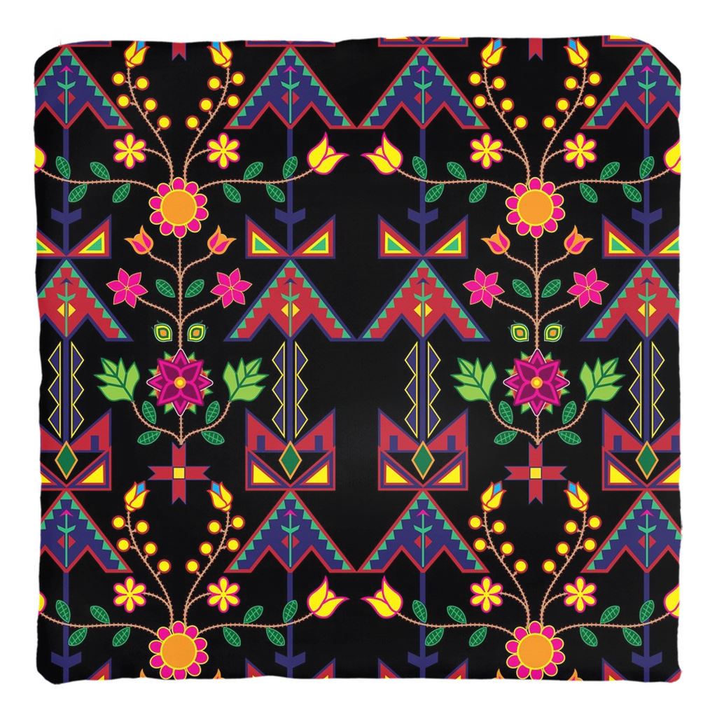 Geometric Floral Spring-Black Throw Pillows 49 Dzine Cover only-no insert Spun Polyester 14x14 inch