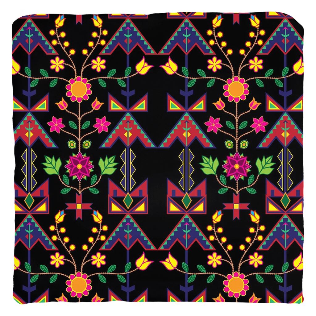 Geometric Floral Spring-Black Throw Pillows 49 Dzine Cover only-no insert Spun Polyester 18x18 inch