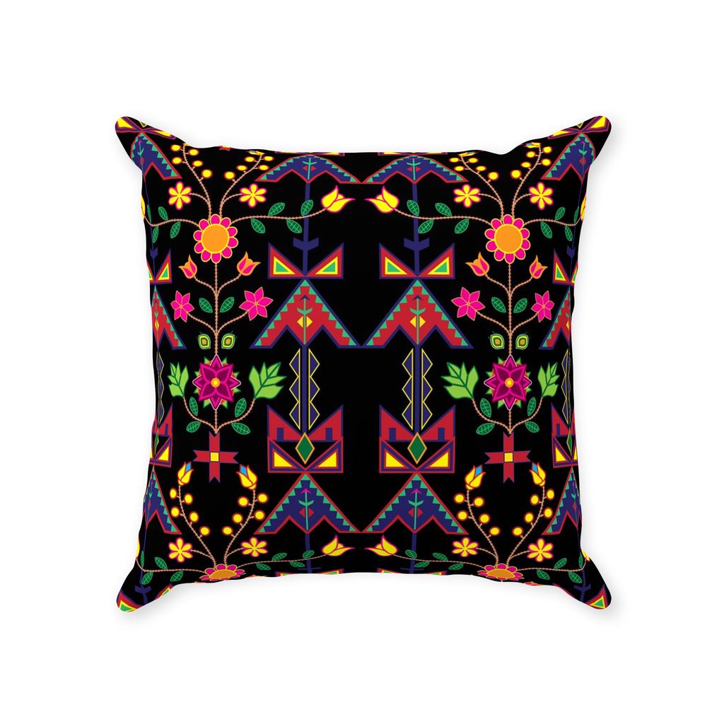 Geometric Floral Spring-Black Throw Pillows 49 Dzine With Zipper Poly Twill 14x14 inch