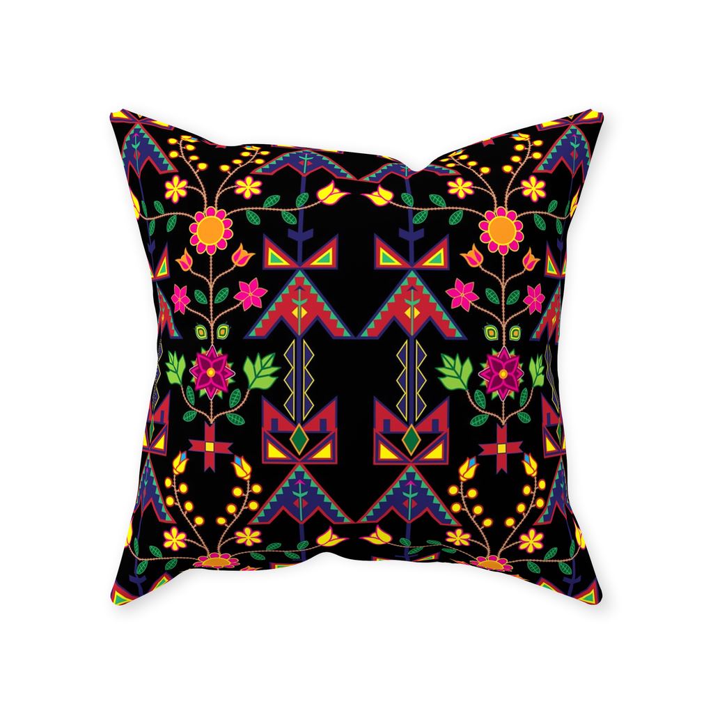 Geometric Floral Spring-Black Throw Pillows 49 Dzine With Zipper Poly Twill 16x16 inch