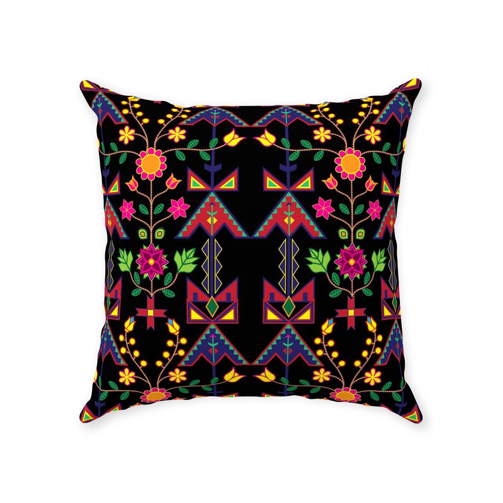Geometric Floral Spring-Black Throw Pillows 49 Dzine With Zipper Poly Twill 18x18 inch