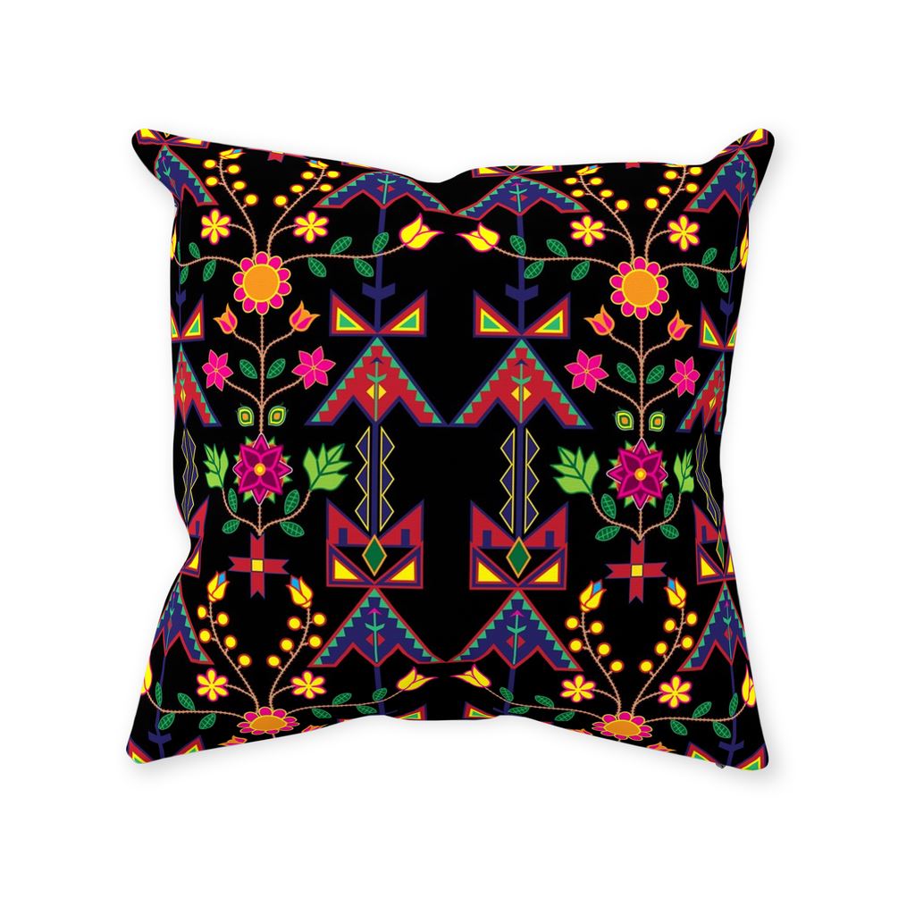 Geometric Floral Spring-Black Throw Pillows 49 Dzine With Zipper Spun Polyester 14x14 inch