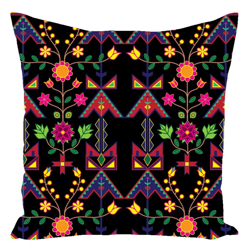 Geometric Floral Spring-Black Throw Pillows 49 Dzine With Zipper Spun Polyester 16x16 inch