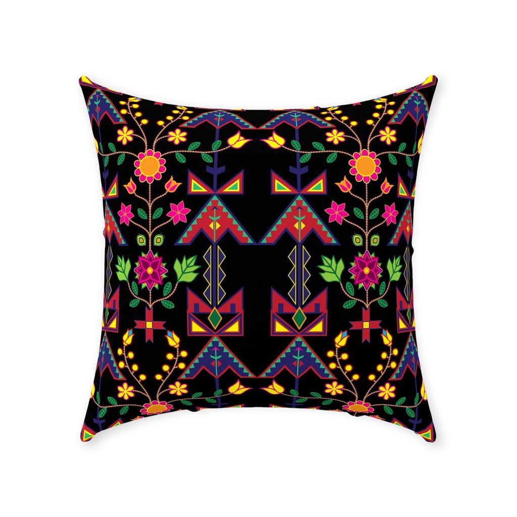 Geometric Floral Spring-Black Throw Pillows 49 Dzine With Zipper Spun Polyester 18x18 inch