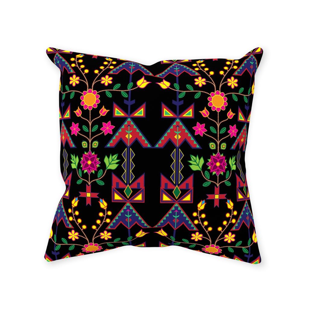 Geometric Floral Spring-Black Throw Pillows 49 Dzine Without Zipper Spun Polyester 14x14 inch