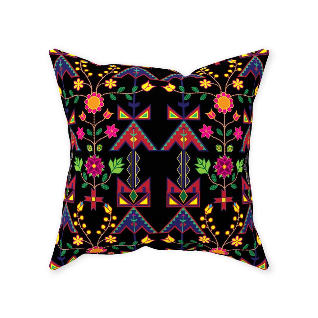 Geometric Floral Spring-Black Throw Pillows 49 Dzine Without Zipper Spun Polyester 16x16 inch