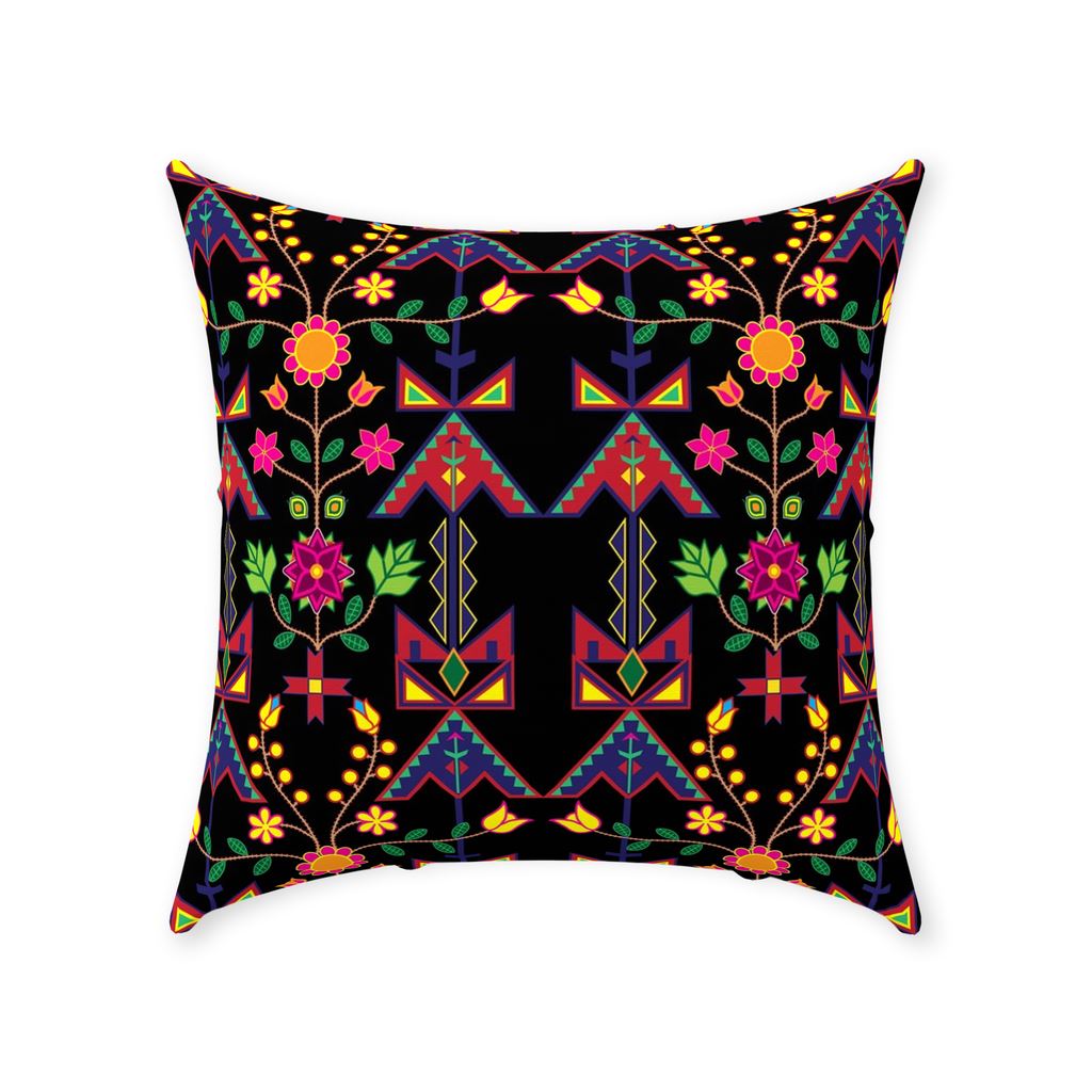 Geometric Floral Spring-Black Throw Pillows 49 Dzine Without Zipper Spun Polyester 18x18 inch