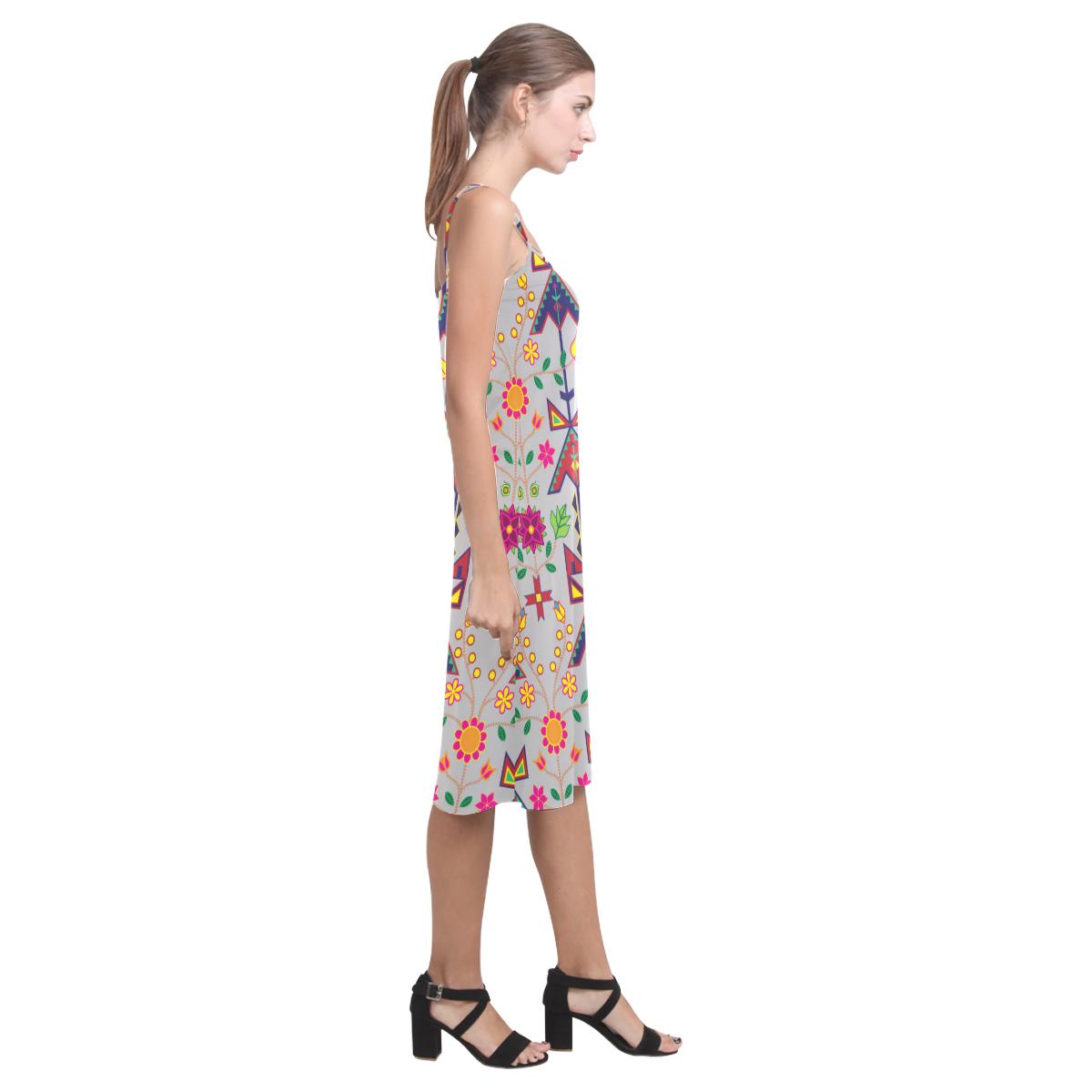 Geometric Floral Spring - Gray Alcestis Slip Dress (Model D05) Alcestis Slip Dress (D05) e-joyer 
