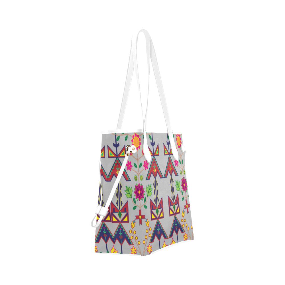 Geometric Floral Spring - Gray Clover Canvas Tote Bag (Model 1661) Clover Canvas Tote Bag (1661) e-joyer 