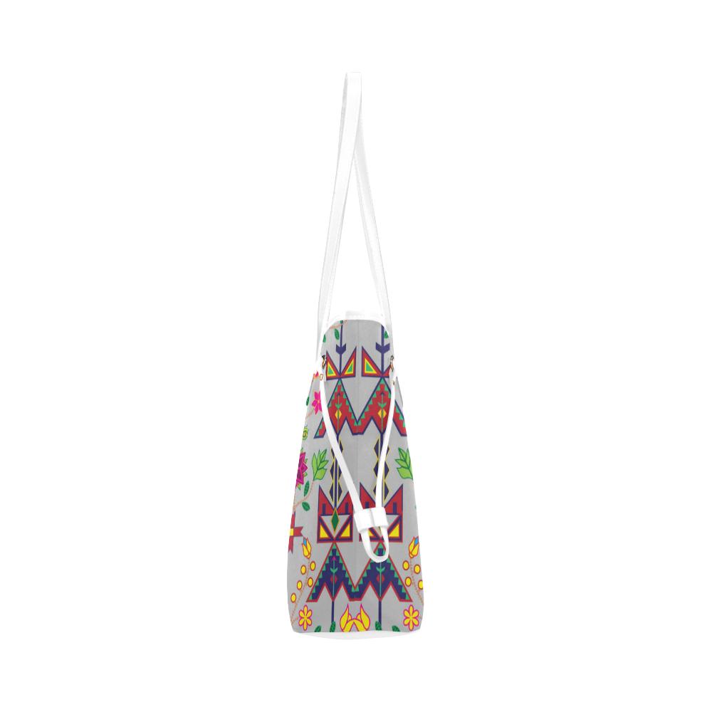 Geometric Floral Spring - Gray Clover Canvas Tote Bag (Model 1661) Clover Canvas Tote Bag (1661) e-joyer 