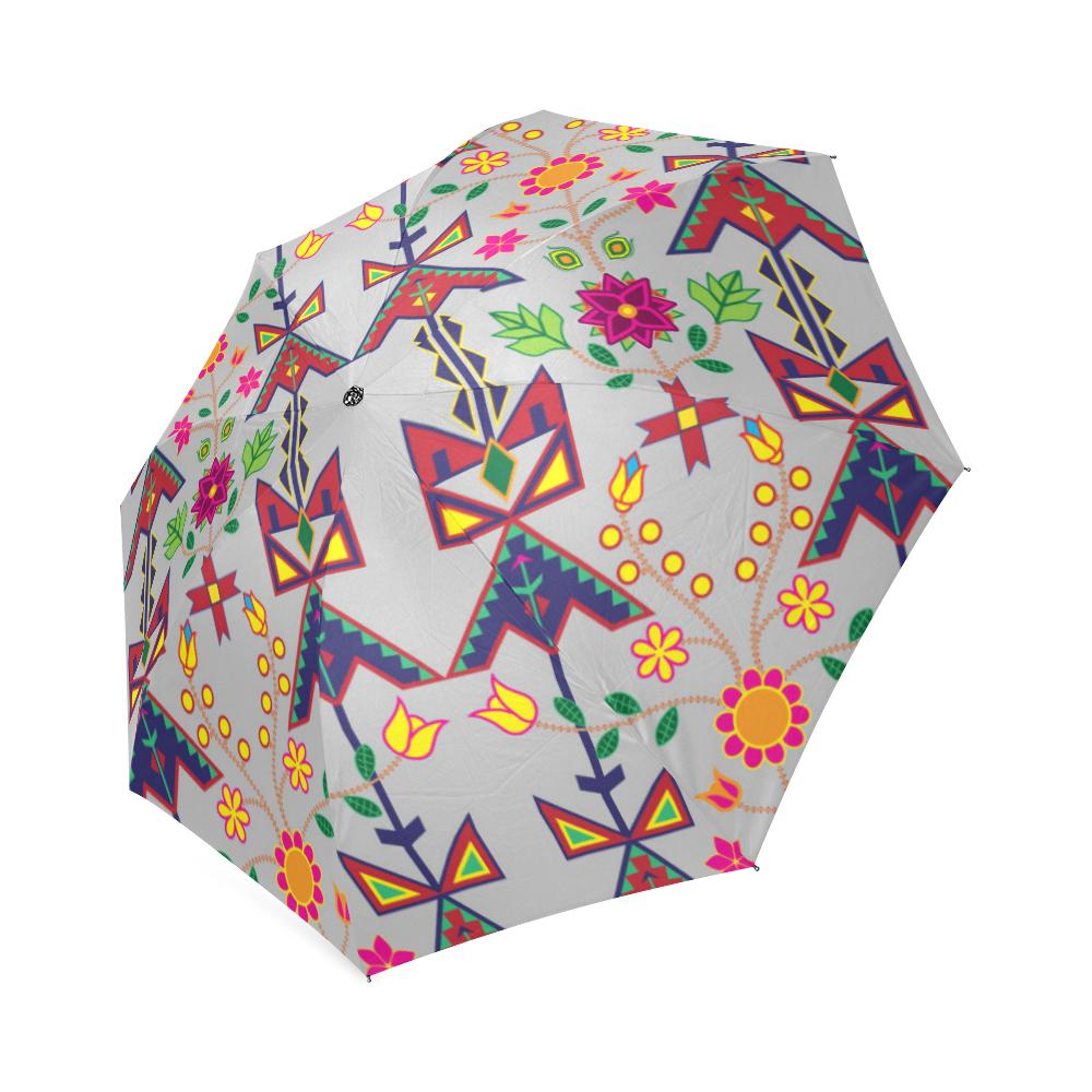 Geometric Floral Spring-Gray Foldable Umbrella Foldable Umbrella e-joyer 