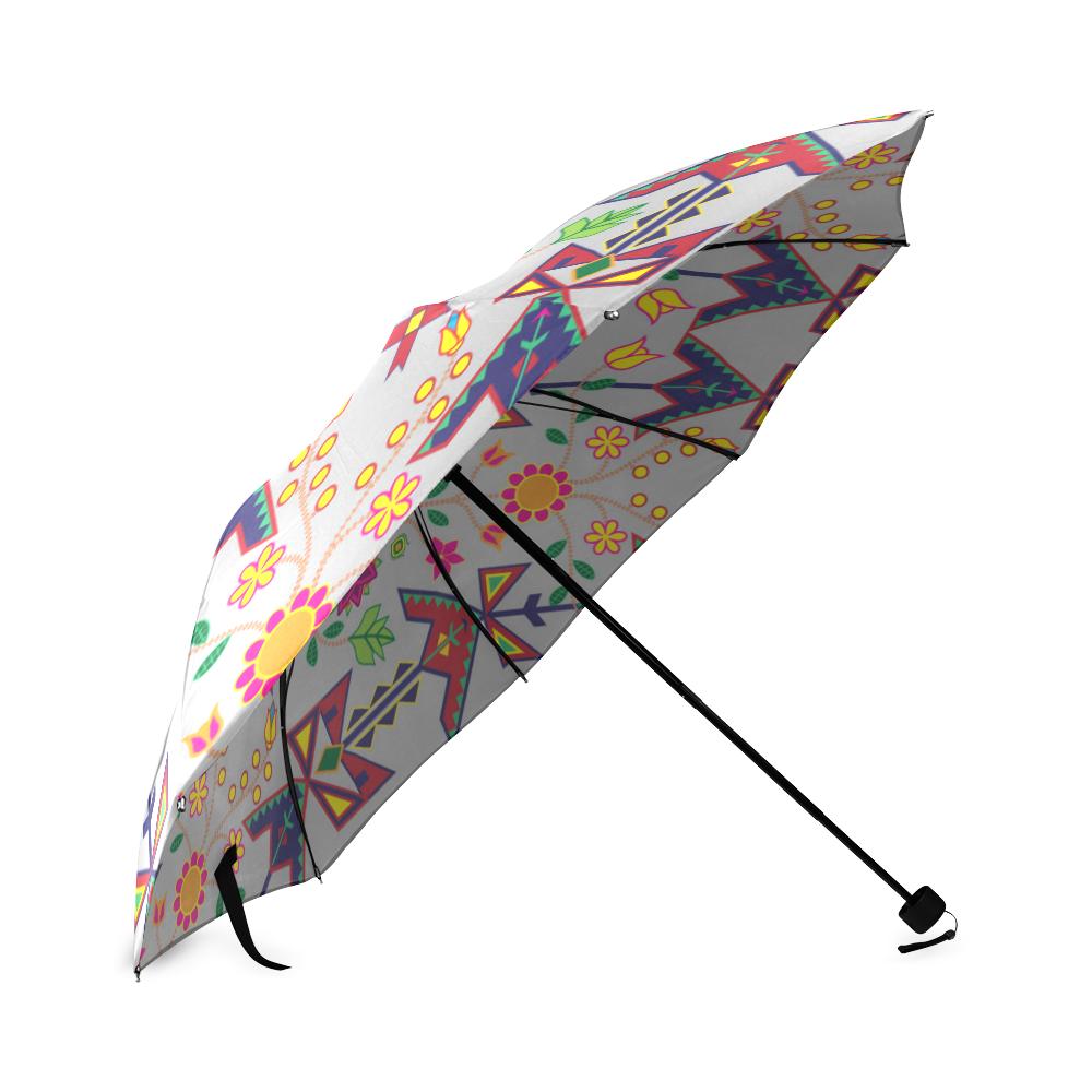 Geometric Floral Spring-Gray Foldable Umbrella Foldable Umbrella e-joyer 